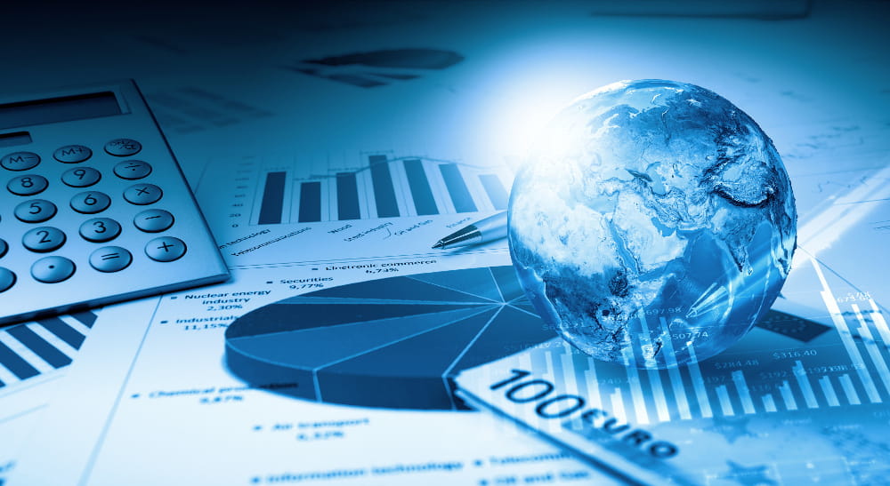 Globe and laptop as symbols for international business.