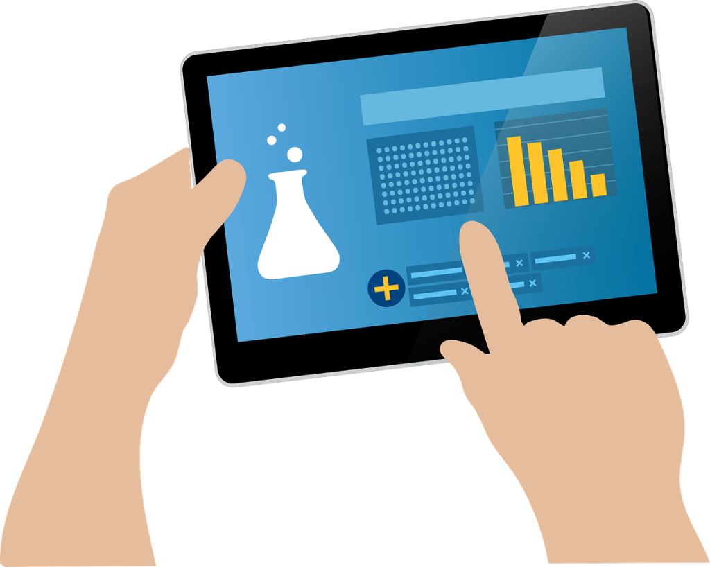 Graphic: A tablet with laboratory analyses.