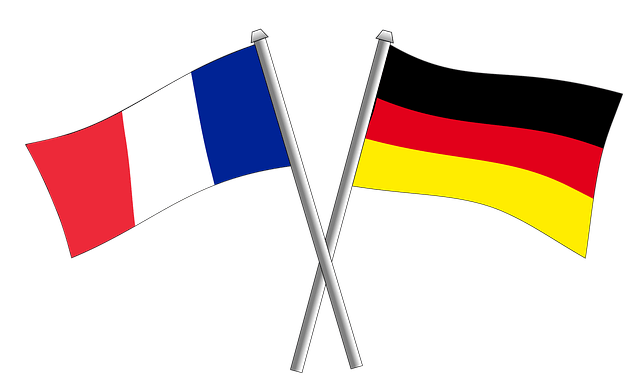 The flags of Germany and France.