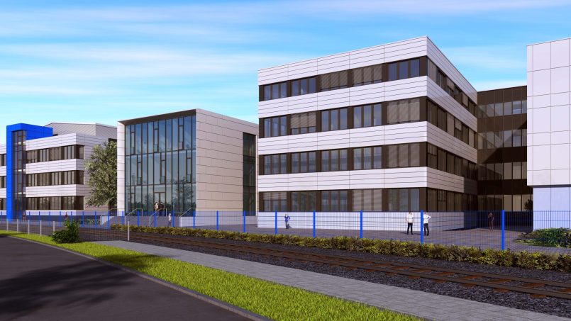 An initial sketch shows the "narrow part" of the new innovation and seminar complex (right) in Wesel.