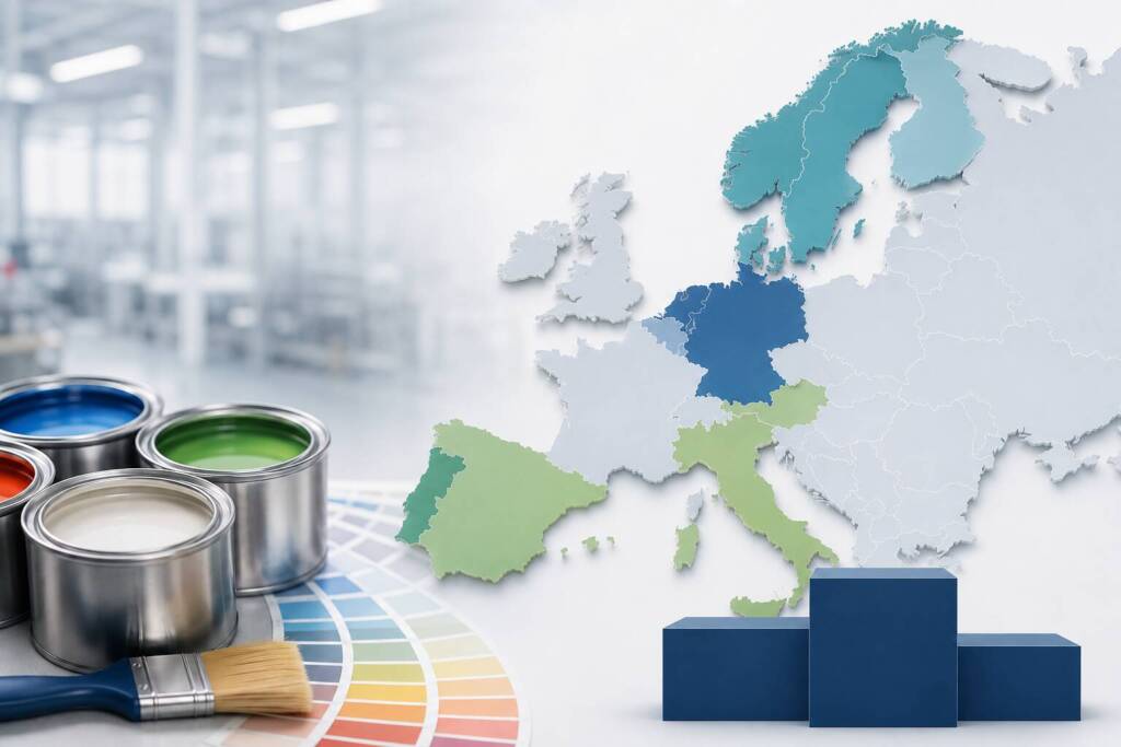 How are the Top 25 European coatings manufacturers distributed by country?